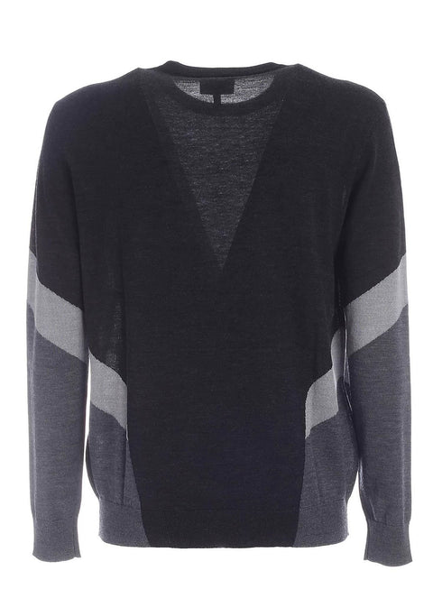 Girocollo Uomo in lana vergine Grigio scuro Emporio Armani- Francavilla Moda